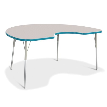 Jonti-Craft Berries Kidney Activity Table, 48 in. x 72 in., A-height, Freckled Gray/Teal/Gray 6423JCA005